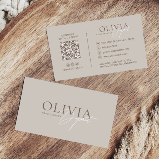 Carte De Visite Minimalist Modern Elegant Beige Neutral