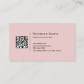 Carte De Visite Minimalist Modern Initials QRCode Black on Pink (Dos)