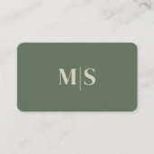 Carte De Visite Minimalist Modern Olive Green Initials QR Code (Devant)