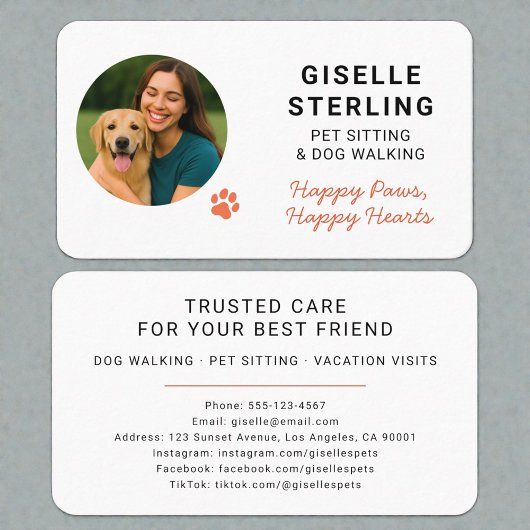 Carte De Visite Minimalist Modern Pet Sitter Photo