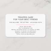 Carte De Visite Minimalist Modern Pet Sitter Photo (Dos)
