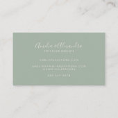 Carte De Visite Minimalist Modern Script Boho Chic Sage Green (Dos)