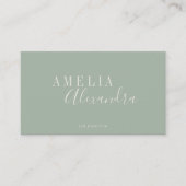 Carte De Visite Minimalist Modern Script Boho Chic Sage Green (Devant)