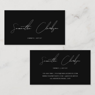 Carte De Visite Minimalist Monochrome Black Handwritten Script