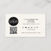 Carte De Visite Minimalist Monogram Luxury Black/Ivory Logo QR (Dos)