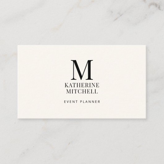 Carte De Visite Minimalist Monogram Luxury Black/Ivory Logo QR (Devant)