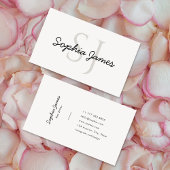 Carte De Visite Minimalist Monogram Script Pet Sitting