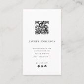 Carte De Visite Minimalist Moon Flower Florist Card with QR Code (Dos)