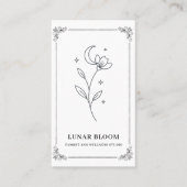 Carte De Visite Minimalist Moon Flower Florist Card with QR Code (Devant)