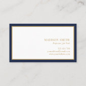 Carte De Visite Minimalist Navy Blue and Gold Professional (Dos)