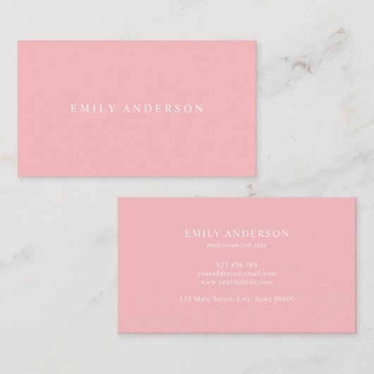 Carte De Visite Minimalist Pink Elegant Monogram (Devant / Derrière)