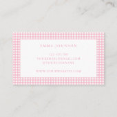 Carte De Visite Minimalist Pink Gingham Plaid (Dos)