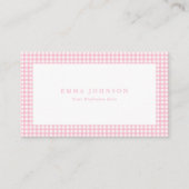 Carte De Visite Minimalist Pink Gingham Plaid (Devant)