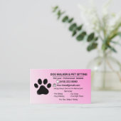 Carte De Visite Minimalist Pink Pet Sitter Dog Walker (Debout devant)