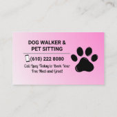 Carte De Visite Minimalist Pink Pet Sitter Dog Walker (Dos)