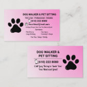 Carte De Visite Minimalist Pink Pet Sitter Dog Walker (Devant / Derrière)