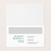 Carte De Visite Minimalist Plain Blue & White Grey Modern (Extérieur déplié)