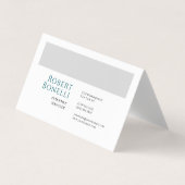 Carte De Visite Minimalist Plain Blue & White Grey Modern (Devant)