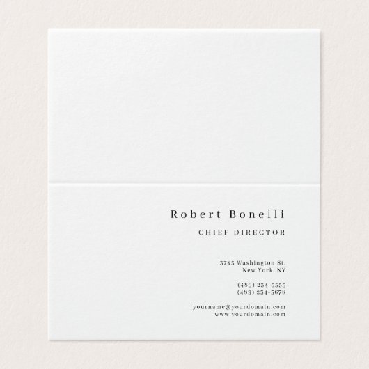 Carte De Visite Minimalist Plain White Modern  (Extérieur déplié)