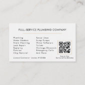 Carte De Visite Minimalist Plumber White Gold QR Code (Dos)