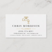 Carte De Visite Minimalist Plumber White Gold QR Code (Devant)