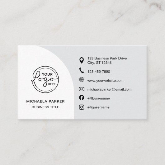 Carte De Visite Minimalist Professional Custom Logo Icons QR Code (Devant)