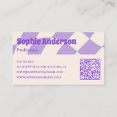Carte De Visite Minimalist Purple Retro Wavy Pattern QR Code  (Dos)