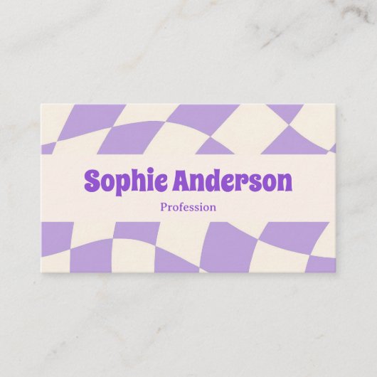 Carte De Visite Minimalist Purple Retro Wavy Pattern QR Code (Devant)