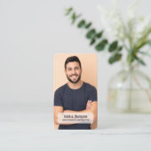 Carte De Visite Minimalist QR Code Photo Connect Modern White (Debout devant)