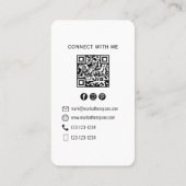 Carte De Visite Minimalist QR Code Photo Connect Modern White (Dos)