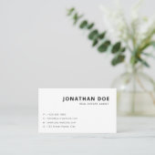 Carte De Visite Minimalist Real Estate Agent Professional White (Debout devant)