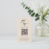 Carte De Visite Minimalist Review Request with QR Code Chic Creamy (Debout devant)