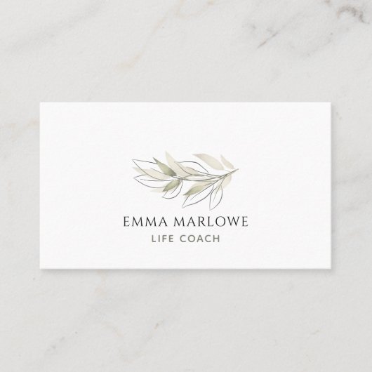 Carte De Visite Minimalist Sage Botanical Life Coach Appointment (Devant)
