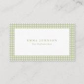Carte De Visite Minimalist Sage Green Gingham Plaid (Devant)