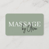 Carte De Visite Minimalist Sage Green Spa Massage QR Code (Devant)