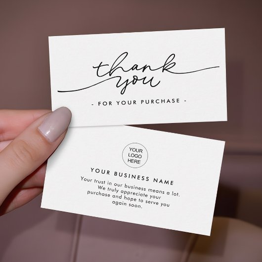 Carte De Visite Minimalist Script Thank You Business insert Cards