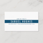 Carte De Visite MINIMALIST simple masculine bleu foncé marine stri (Devant)