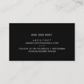 Carte De Visite MINIMALIST simple nom masculin noir blanc mono (Dos)