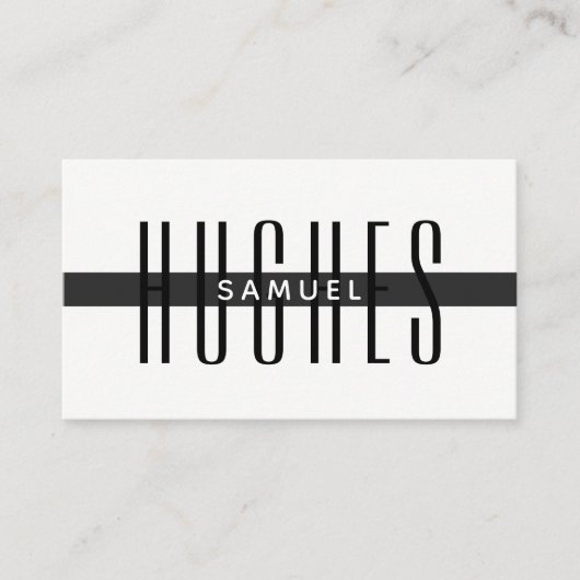 Carte De Visite MINIMALIST simple nom masculin noir blanc mono (Devant)