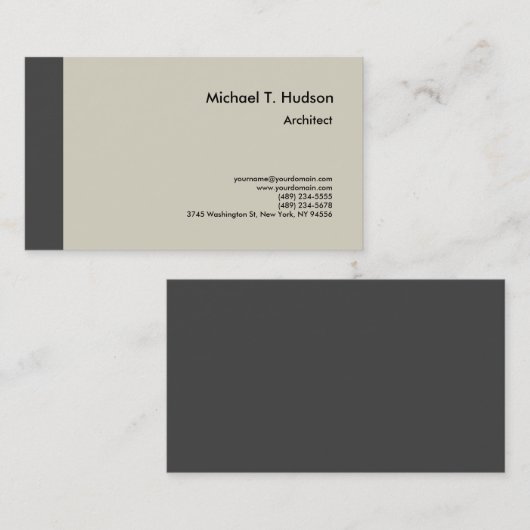 Carte De Visite Minimalist Simple Plain Architect Modern (Devant / Derrière)
