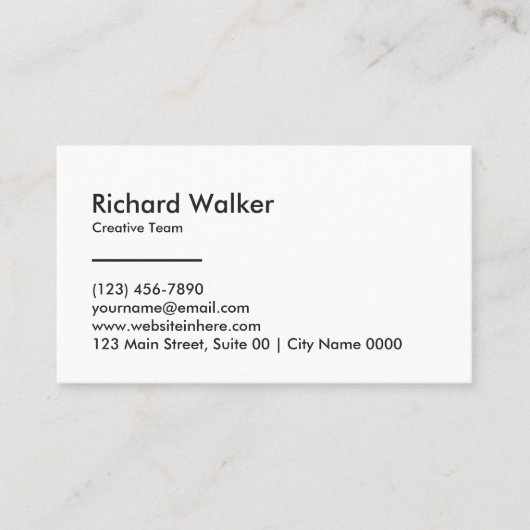 Carte De Visite Minimalist Sleek Professional Modern Black White  (Devant)