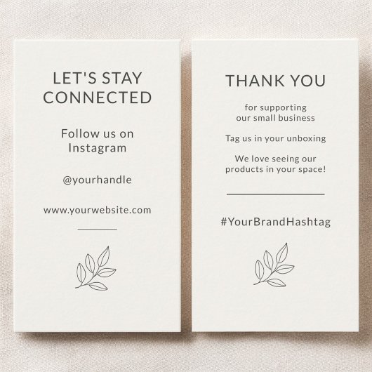 Carte De Visite Minimalist Small Business Let's Stay Connected
