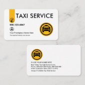 Carte De Visite Minimalist Stylish Yellow Taxi Tab (Devant / Derrière)