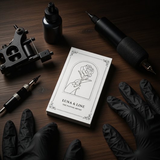 Carte De Visite Minimalist Tattoo Artist Card with QR Code