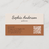 Carte De Visite Minimalist Terracotta Brown and Cream Qr Code      (Dos)