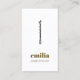 Carte De Visite Minimalist White Antique Gold Black Hair Pin Salon
