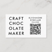 Carte De Visite Minimalist White Craft Chocolate Maker QR Code (Dos)