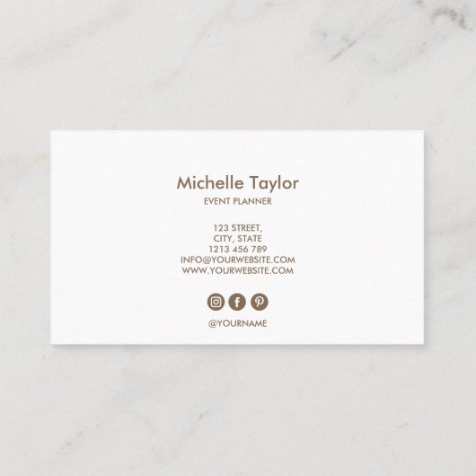 Carte De Visite Minimalist white marble  gold signature script (Dos)