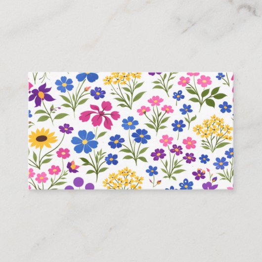 Carte De Visite Minimalist Wildflower Seamless Pattern on White  (Devant)