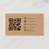 Carte De Visite Minimalist Wood Photo with QR Code Social Media (Dos)